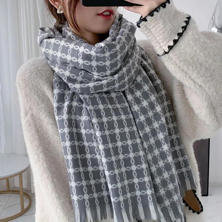 Eșarfă Imprimată Iarnă Cașmir De Damă Model Lanț Cald Eșarfă Elegantă