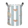 1pc, Cute Elephant and Heart Laundry Basket, Blue Striped Background Print Collapsible Storage Bin, Organizer Basket with Handles for Clothes, Towels,