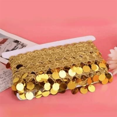 Creative Belly Dance Waist Chain Golden Pendant DIY Sewing Sequins Waist Chain Handmade Shiny Tassel Sequins Lace Trim