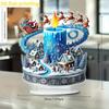 2D Flat Acrylic Candle Carousel with Snow Decoration, Indoor and Outdoor Decoration - No Battery/electricity Required, Free Day Decoration