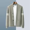 2024 Men's Versatile Wool Cardigan - Business Casual, Thin Knit, 100% Wool