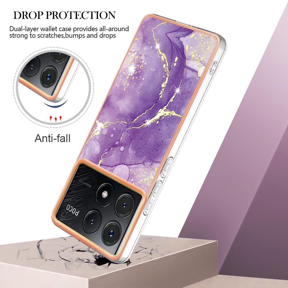 For Xiaomi Poco X6 Pro 5G/K70E 5G TPU Case with IMD Marble Pattern Electroplated Back Cover