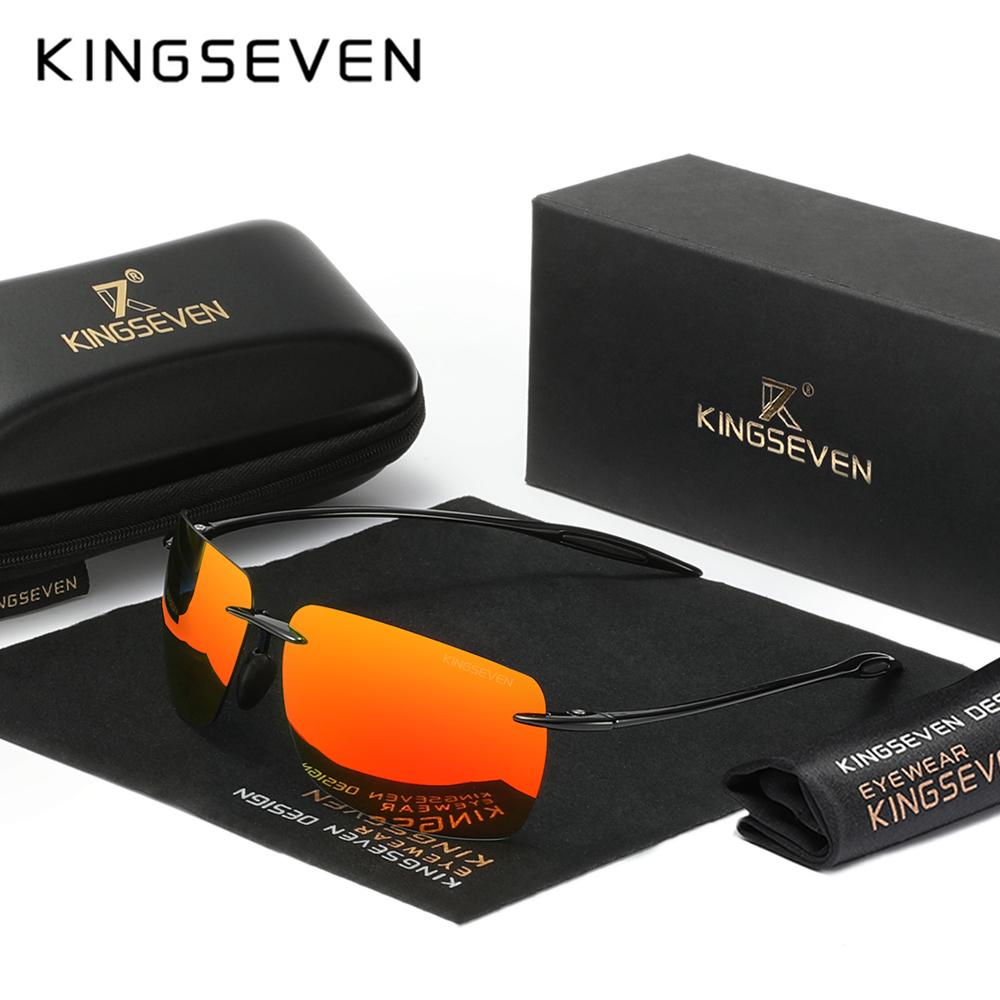 

KINGSEVEN легкие солнцезащитные очки без оправы прямоугольные мужские винтажные очки TR90 UV 400 защитные очки женские Oculos Feminino красный
