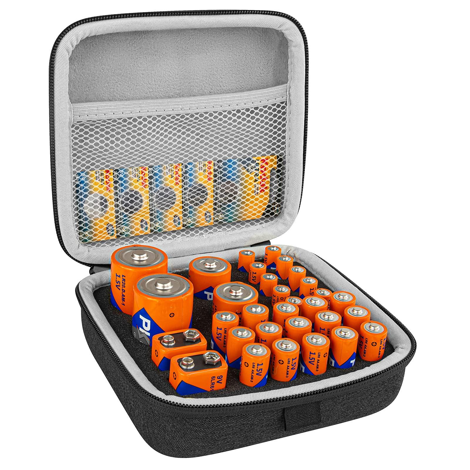 

Linkidea Small Hard Case Organizer Storage Box Carry Holder Container Holds 31 AA AAA 9V CDs - (Dark Gray)