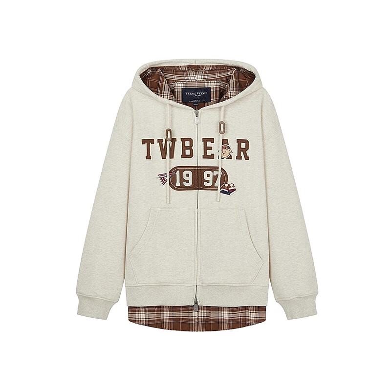 Teenie Weenie Women's Patchwork Plaid Fake Two-Piece Hoodie