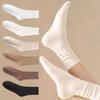 Women Mid Tube Socks Solid Casual Fashion Polyester Crew Socks Soft Elastic Breathable Sweat Absorbing Sports Socks Girls 4 Seasons Universal