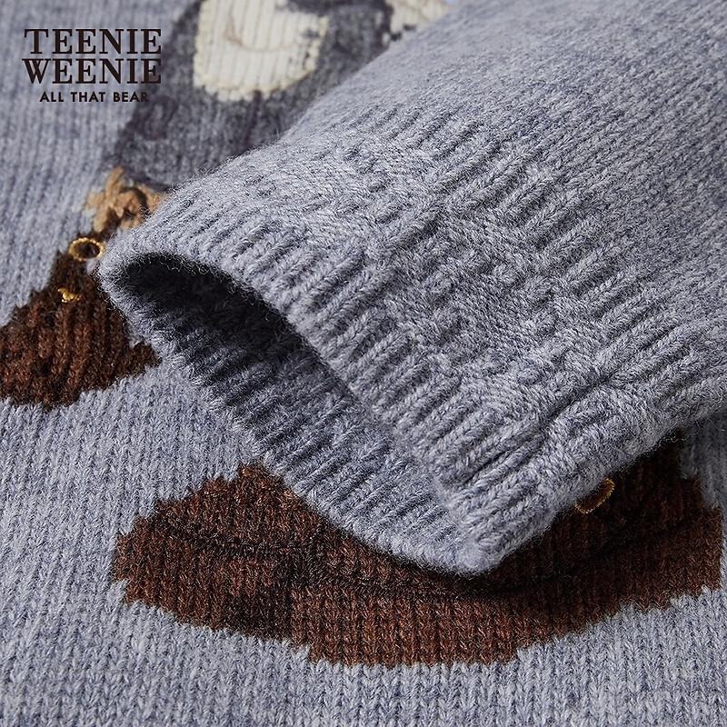 Teenie Weenie Women's Hooded Big Bear Jacquard Knit Sweater