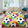 Soccer Duvet Cover Set King Queen Full Size Football Pattern Polyester Comforter Cover For Kids Teens Soccer Lover Bedding Set