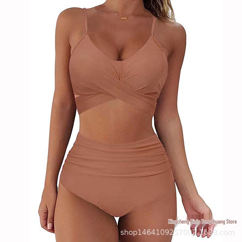 Women's Sexy Leopard Print High Waist Crossover Bikini Swimwear (2022)