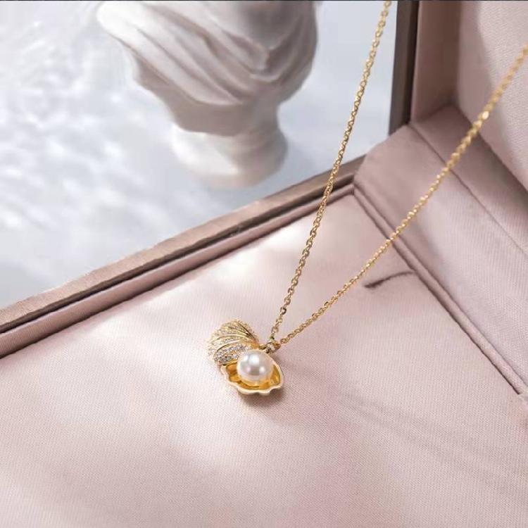 Sea for Shell Pendant Necklace Gold Silver Chain Necklace for Women Mermaid Neck