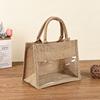 Borsa in Juta e Lino Personalizzata Ecologica: Finestra Trasparente in PVC e Borsa di Juta