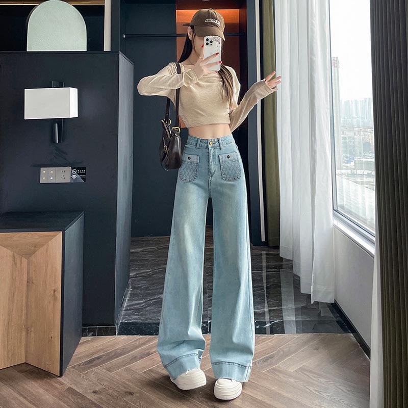 Damen Straight-Leg Jeans: Neue 2025 Lockere, Schlankmachende, Vielseitige Hosen mit weitem Bein für Frühling, Herbst und Winter.
