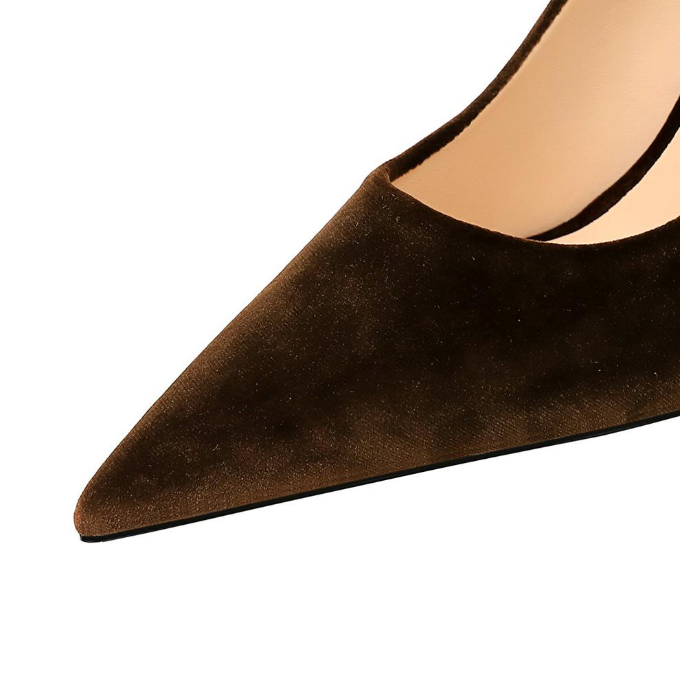 Women's Fashion Thickened Suede Banquet High Heels Shallow Mouth Pointed Single Shoes