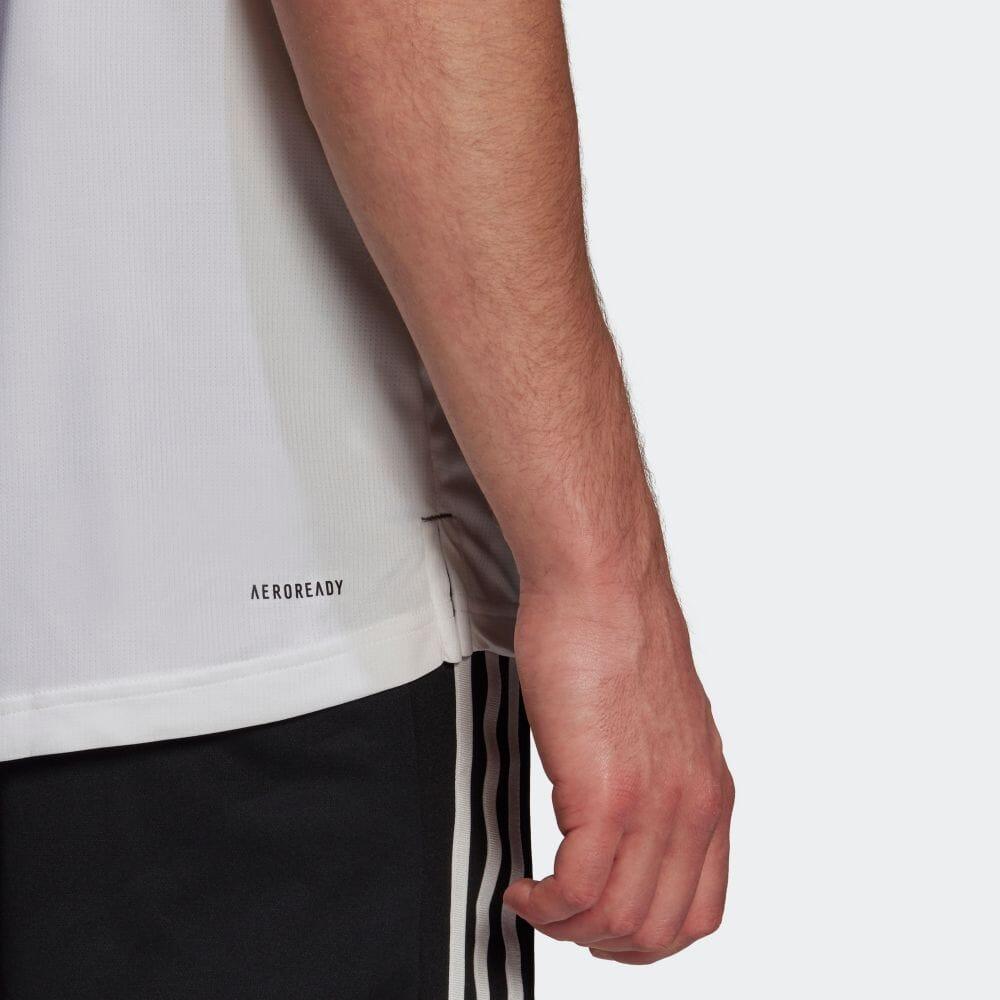 adidas T Shirts Men's White Crew Neck Moderate Straight Fit GM8348
