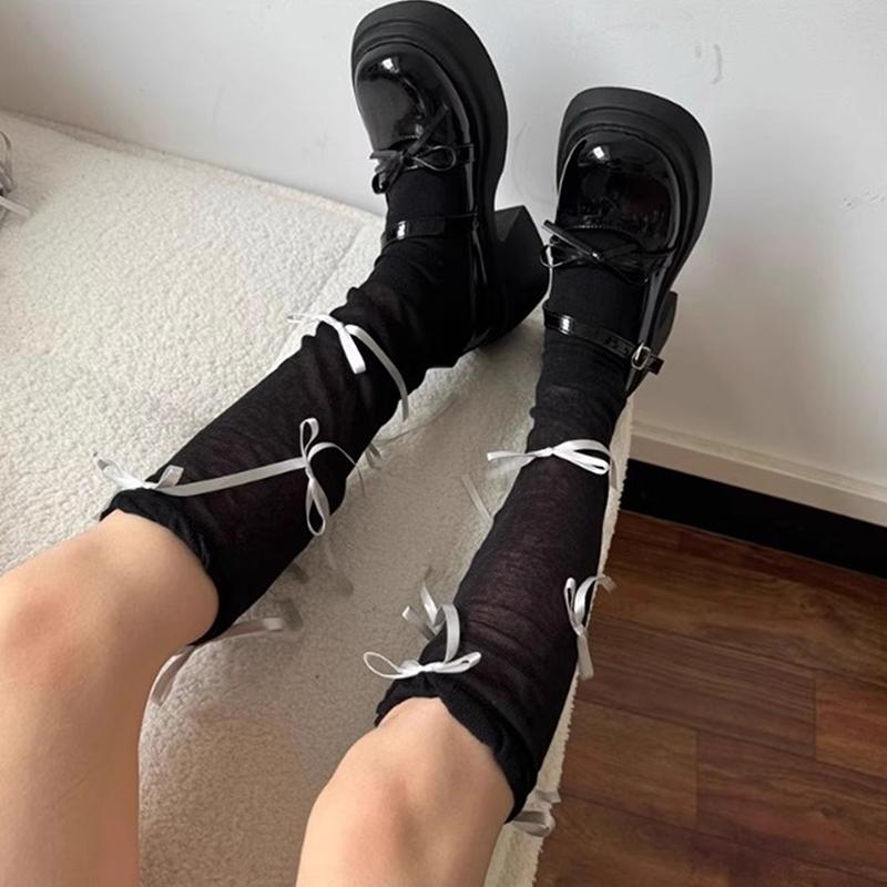 1/2/3 Pair Punk Women Calf Tie Leg Cover Socks Ballet Strappy Calf Socks Thin Stocking Y2K Lolita Gothic Japanese Jk Club Cospla