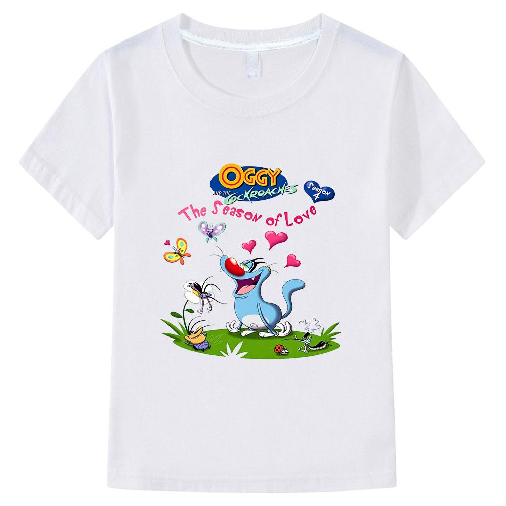 Children's T-Shirt Oggy and The Cockroaches 100% Cotton Cartoon Print Retro Tee Cute Kids Casual O-Neck Short Sleeve Summer Wear