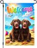 Summer Beach Chocolate Labrador Dog Garden Ag 12x18 In Double Sided Small Welcome Funny Chocolate Labrador Dog Puppies Dog PPZ