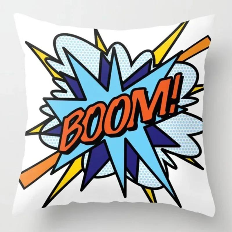 Pop Art Style Comic Speech Cushion Covers Pattern Cushion Cover Suitable For Sofa Bedroom Car Pillow Cover