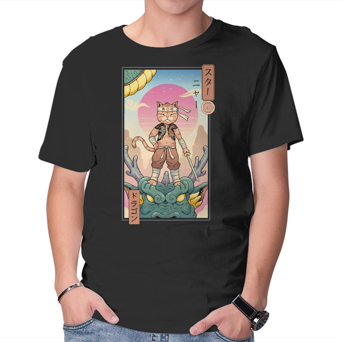 Unisex Crew Neck T-Shirt Dragon Meowster Graphic Short Sleeve Casual Tee XXXXL