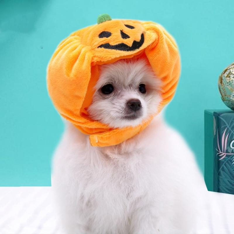 Cats Halloween Decorative Hat Soft Comfortable Pet Hat Soft Pet Pumpkins Hat for Photo And Parties