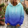 Women's Gradient Printed Long Sleeve Hoodie with Pocket and Casual Top