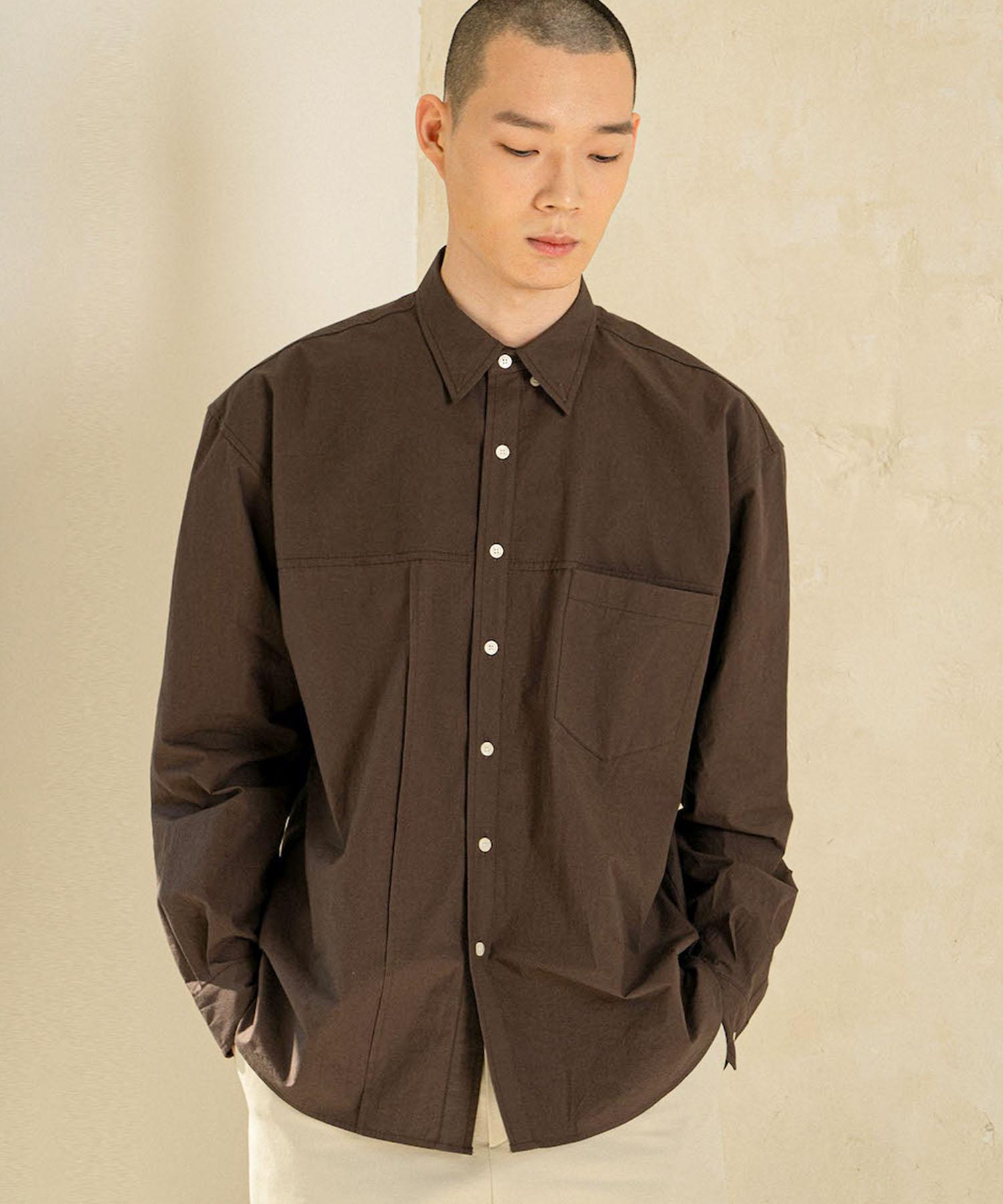 Auro Pocket Tuck Cotton Shirts [ Charcoal ] Chracoal/1