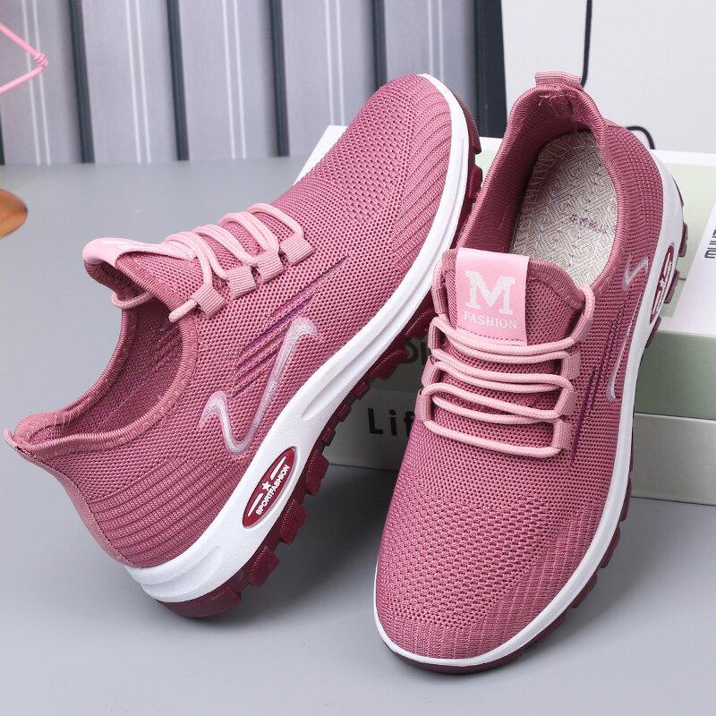 

Обувь Jianbu осень новая сетка с плетением мухами обувь для пожилых женщин на мягкой подошве повседневная обувь подарки 36-41 (Boxed) розовый