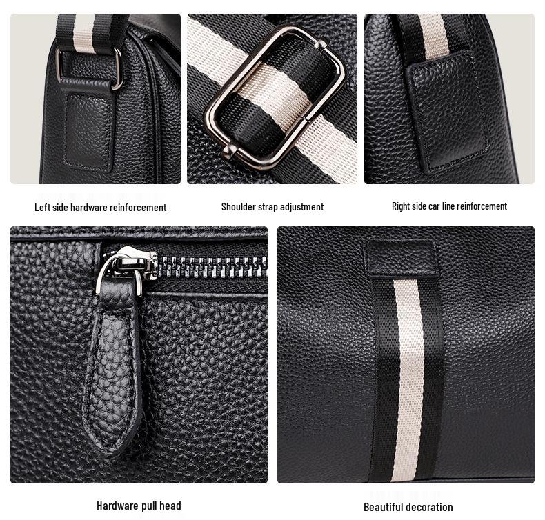 Men's Urban Minimalist Genuine Leather Crossbody Shoulder Bag - Large Capacity