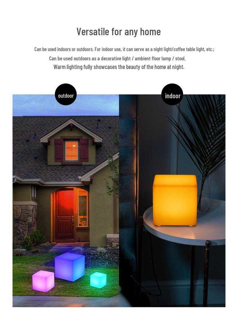 Seven-Color LED Luminous Cube: Night Light Stool & Outdoor Courtyard Lamp