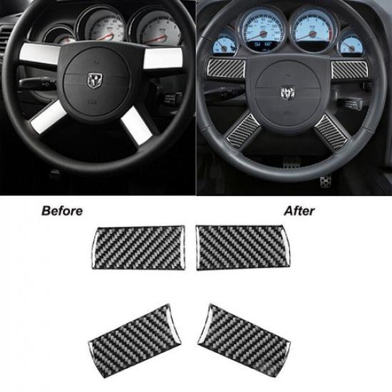For Dodge Challenger 2008-2010 Carbon Fiber Steering Wheel Button Cover Trim
