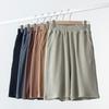 Men's Solid Color Cotton Casual Wear Elastic Waist Spring Summer Sport Capris Shorts Pants Waffler Overalls Pocket Drying Quick
