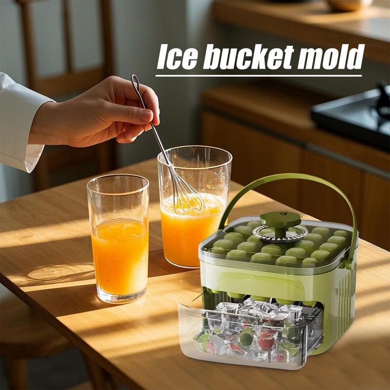 Ice Block Mold Press Ice Block Tray with Container Easy Release Portable with Handle Reusable Chilling Cube Maker for Party Home