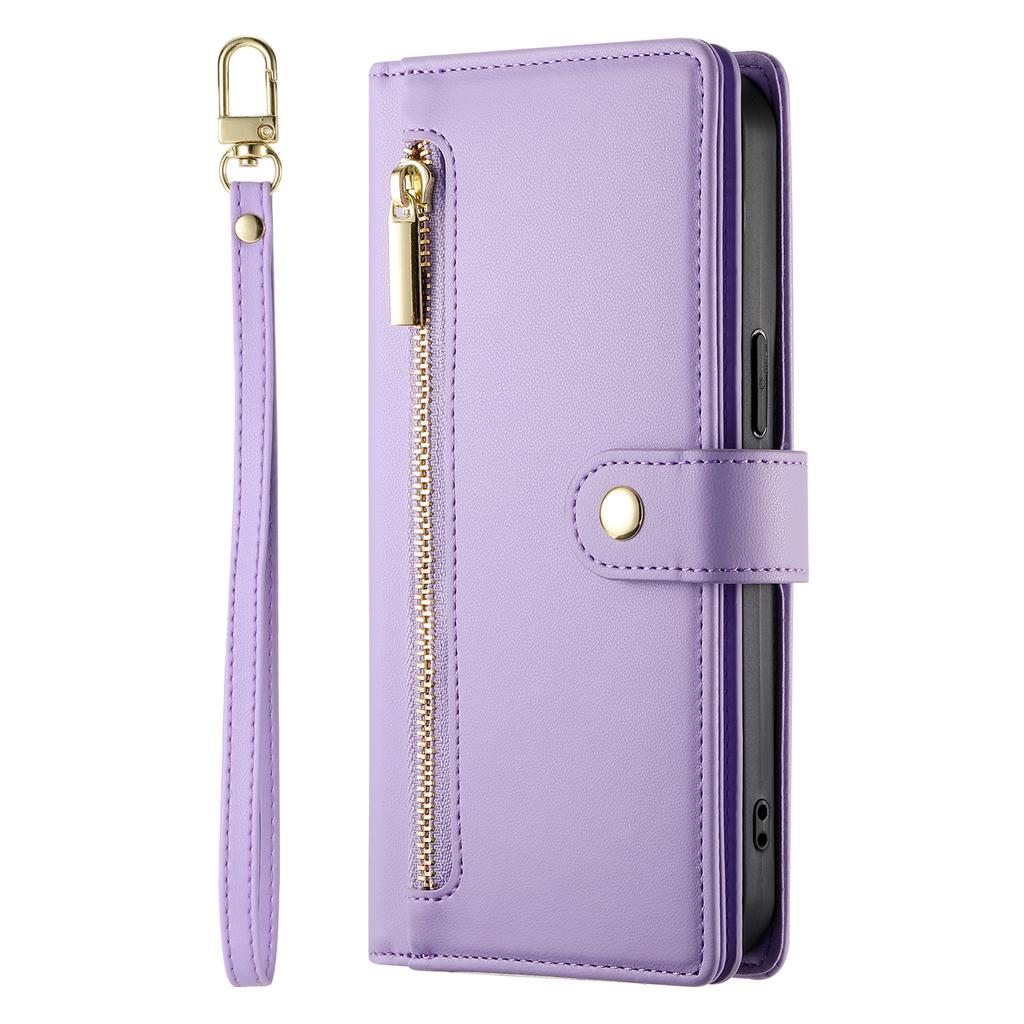 For Oppo Reno14 5G (Global) Case Zipper Pocket Wallet Leather Phone Cover with Straps