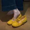 Bow Soft Sole Single Shoes Women's Autumn New Round Toe Suede Slip Strap Anti-slip Inside Heightening Flats