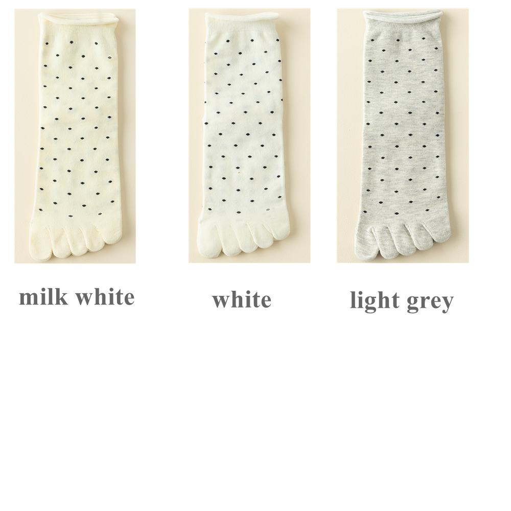 3 Pairs Toe Socks Women Middle Tube Five Finger Socks Cute Dots High Quality Cotton Crew Socks with Separate Fingers