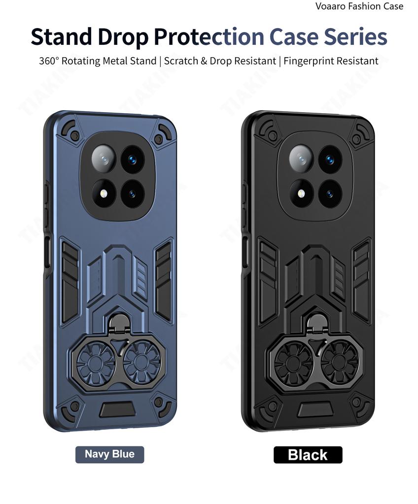 Dual Finger Ring Armor Cover for Xiaomi Redmi Note 14 Pro Plus Case for POCO X7 Rotate Metal Bracket Kickstand Holder Case