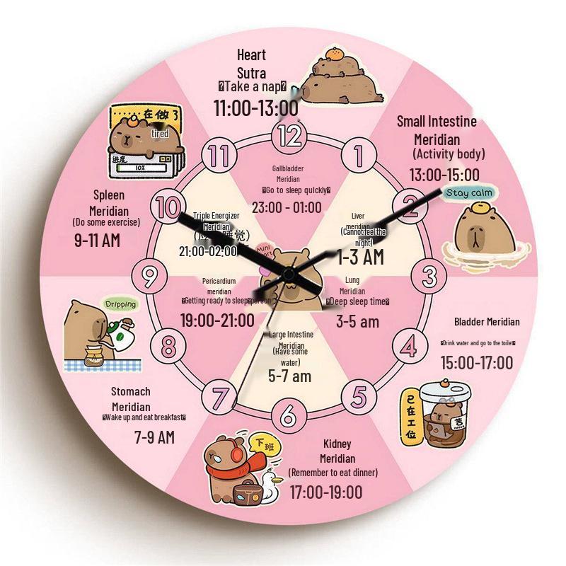 Traditional Chinese Medicine Meridian Health Wall Clock with Silent Mechanism