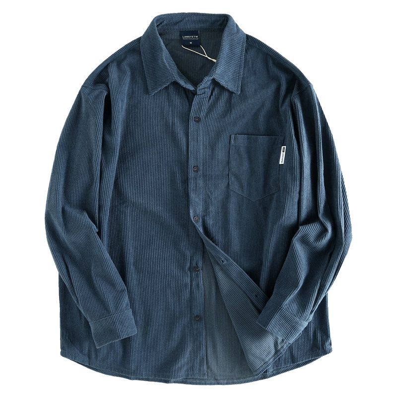 Big Brand Cattle Goods Designer Recommend Spring and Autumn Corduroy Men's Lapel Long Sleeve Shirt Delicate and Soft Plus Size Shirts