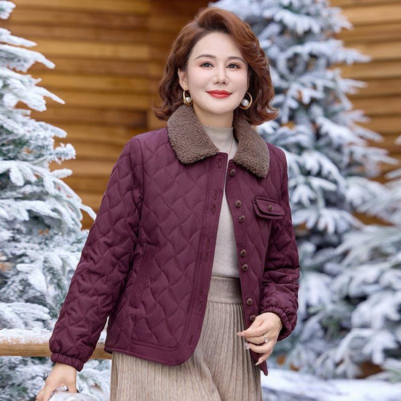 

Coat cotton-padded jacket warm new top autumn and winter loose short cotton-padded jacket women 5XL [recommended 150-80kg] фиолетовый