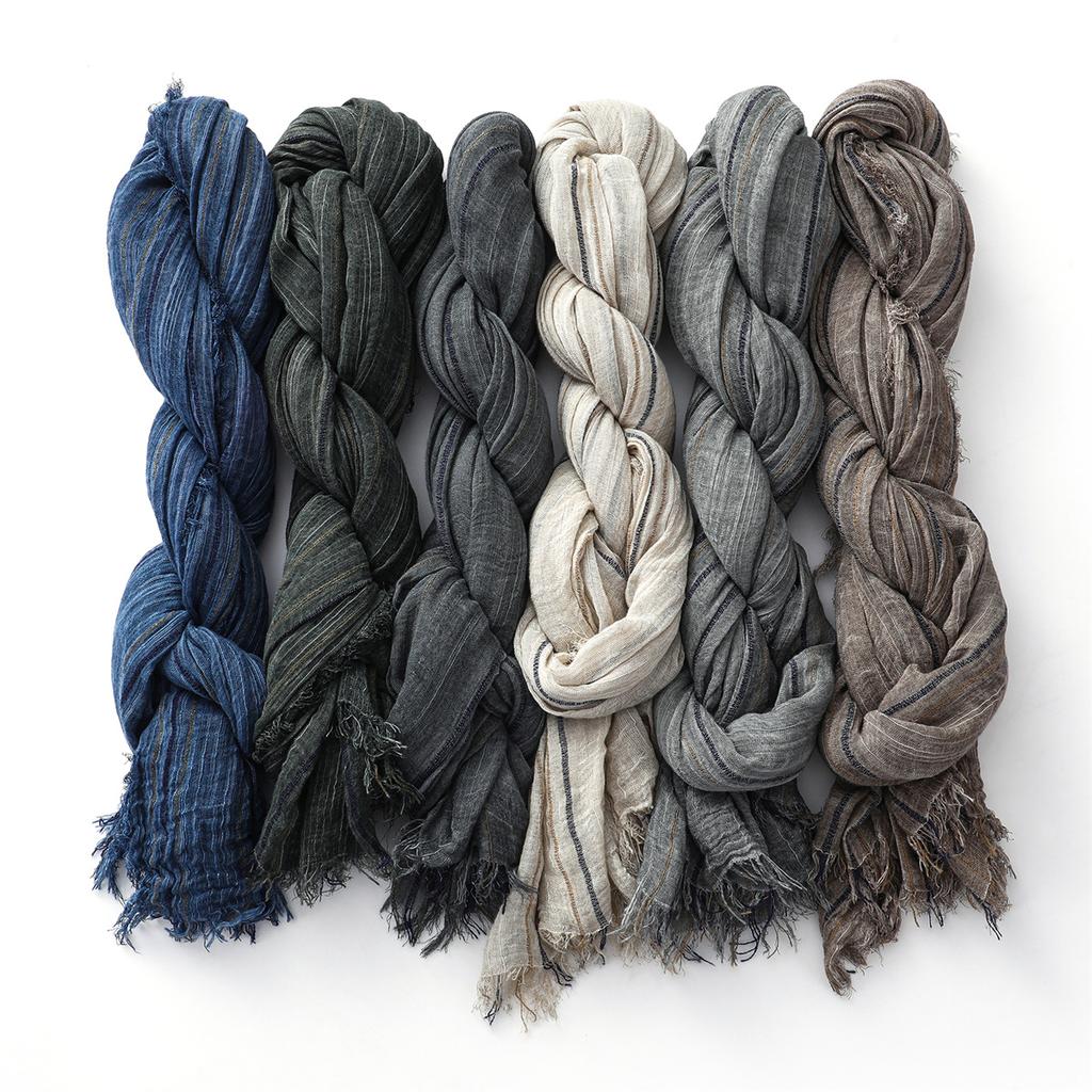 Bomull Lin Stripete Herreskjerf Høst Vinter Varm Halsduk Mote Garnfarget Herretilbehør Skjerf Sjal Bufanda Wrap