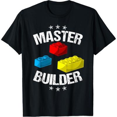 Cool Master Builder Funny Building Blocks Gift Men Women Short Sleeve T-Shirt