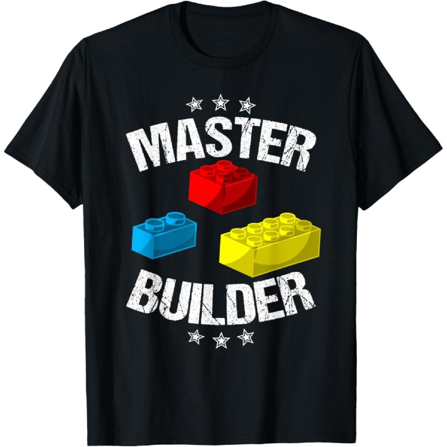Cool Master Builder Funny Building Blocks Gift Men Women Short Sleeve T-Shirt S