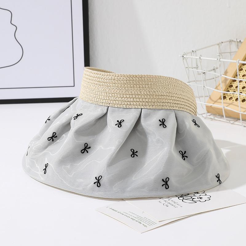 New Shell Empty Top Hat Women's Summer Eaves Printed Sunscreen Sun Hat Can Tie Ponytail To Prevent Ultraviolet Rays
