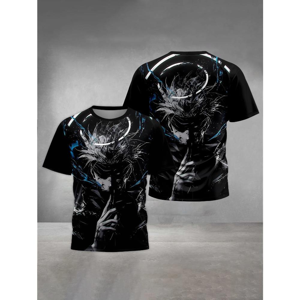 Men's 3D Printed T-Shirt Anime Character Print Short Sleeve O-Neck Pullover Casual Top