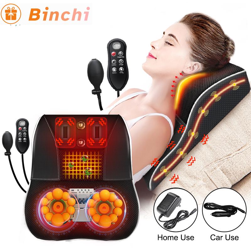 Electric Cervical Orthopedic Pillow Shiatsu Head Cervical Ttraction Body Back Waist Massager Car With Heating Vibrating Massage