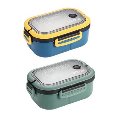Tragbare versiegelte Lunchbox 2 Lagen Netz Kinder Auslaufsichere Bento Snackbox mit Besteck Mikrowellengeeigneter Lebensmittelaufbewahrungsbehälter