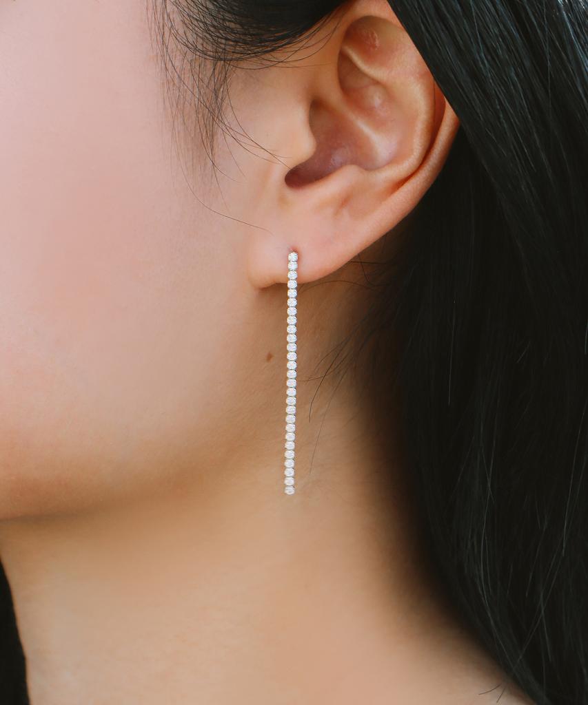 Smgt Silver925 Slim Tennis Cubic Earrings