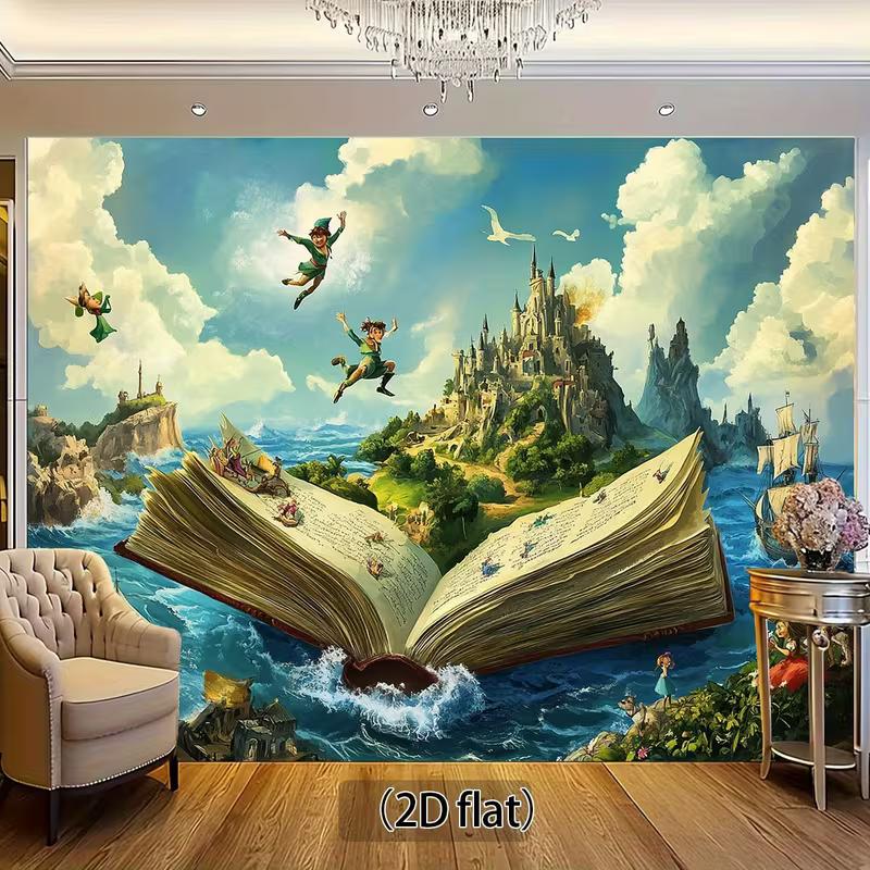 2D Whimsical Peter Pan Neverland Castle Ocean Photoshoot Background 47.2x31.5inch/120*80cm