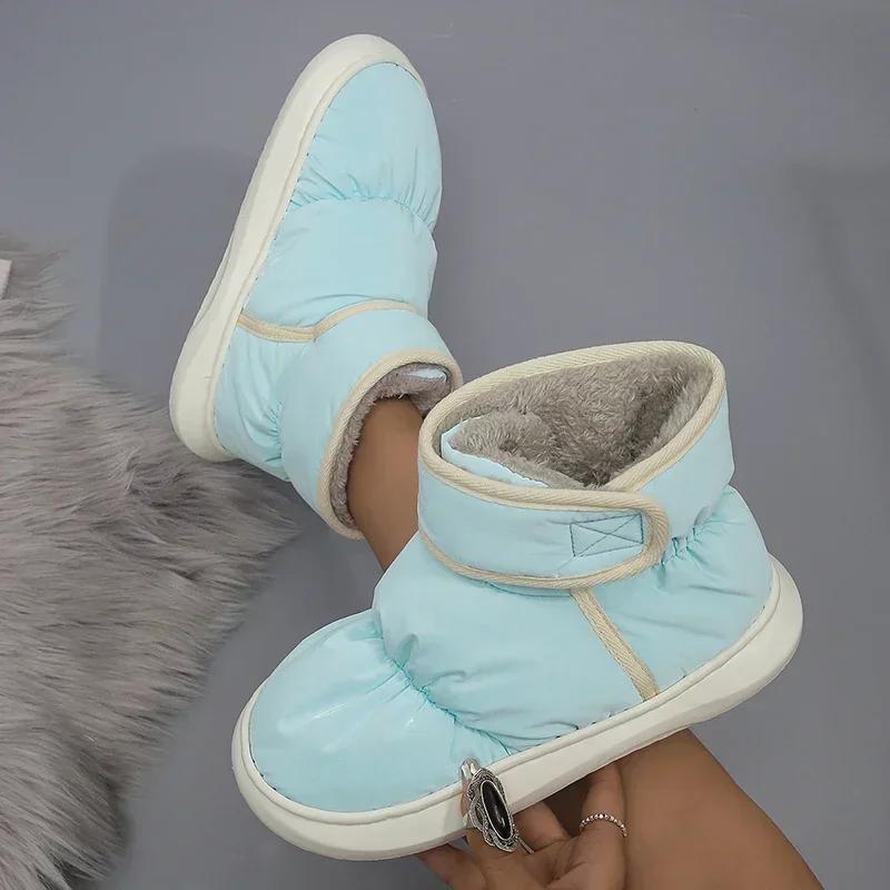 Fashion Winter Warm Thicken Plush Waterproof Snow Boots Women Non Slip Thick Bottom Cotton Padded Ankle Boots Outdoor Woman Shoes 2024