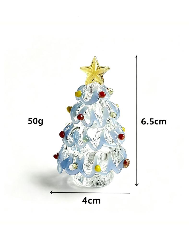 1 Mini Crystal Glass Christmas Tree Ornament, Collectible Small Statue, Christmas Theme, Christmas Decoration Small Statue